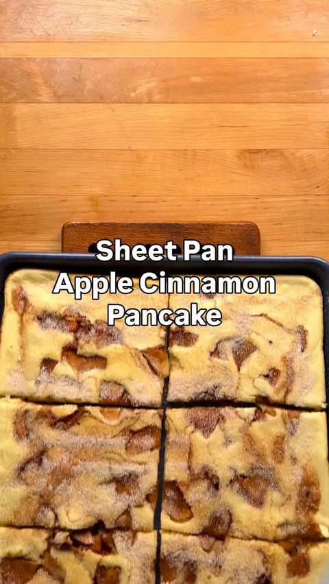 Instagram post by @carolinagelen for Gonna Need Milk. Caption reads: [...] SHEET PAN APPLE CINNAMON PANCAKE —....