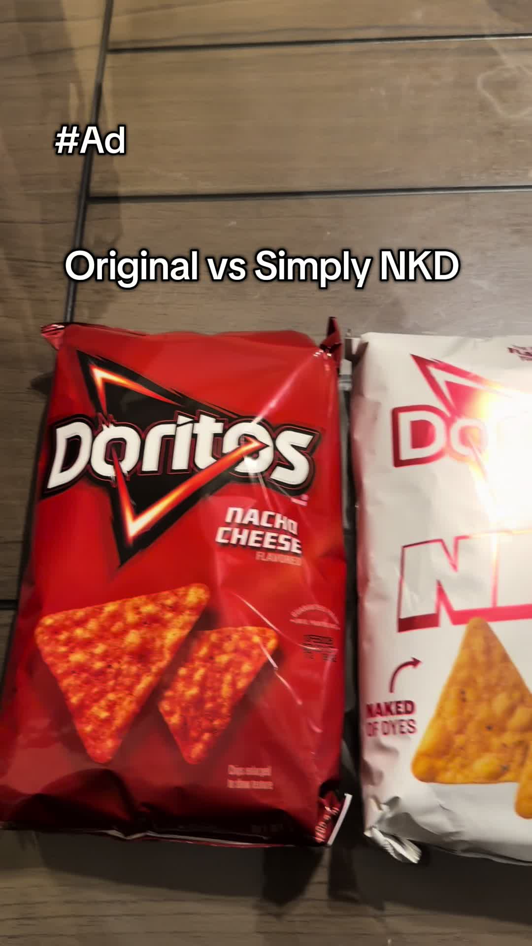 TikTok post by @irock5able for Cheetos. Caption reads: #Ad Original vs Simply NKD 🔥 What’s the....
