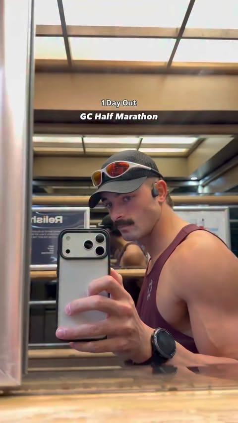 Instagram post by @everettjosh_ for Shokz. Caption reads: [...] Gold Coast marathon I’ll be wearing the....