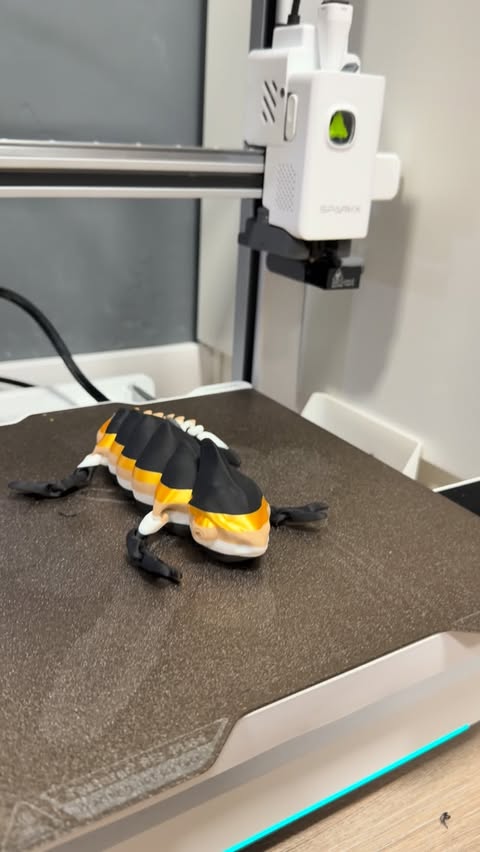 Instagram post by @davidkrammer for Creality. Caption reads: I 3D Printed a Flexi Toy! 😂 #sparkxi7 #creality....