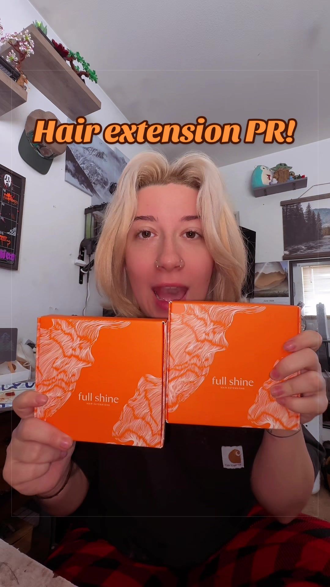 TikTok post by @trinityyalysee for Full Shine Official. Caption reads: [...] the go to to buy your extensions! @Full....