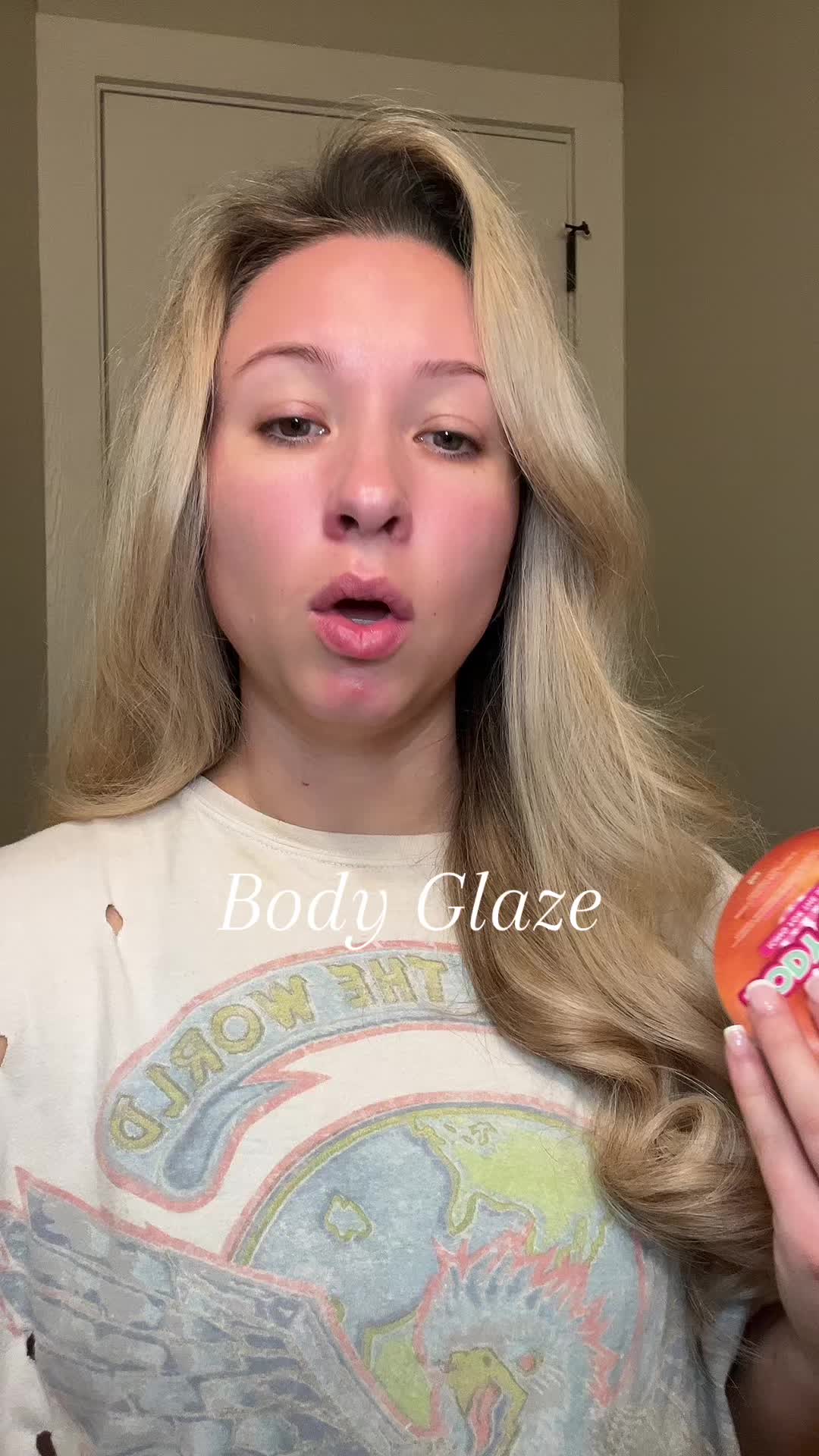 TikTok post by @aroselens for Canvas Beauty Brand. Caption reads: Body glaze is unreal 😳 #bodyglaze....