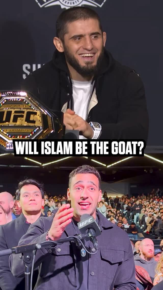 Instagram post by @jonbernardk for Kayo Sports. Caption reads: Will Islam be the GOAT? #ufc #mma #ufc322....