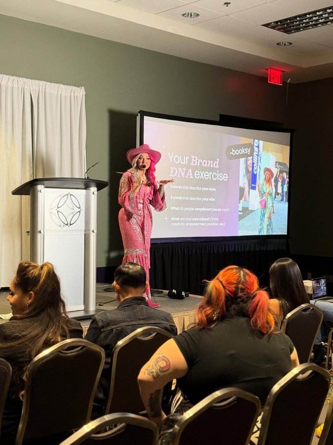 Instagram post by @kirstymeakin for Booksy. Caption reads: And with that, the curtain closes on an....