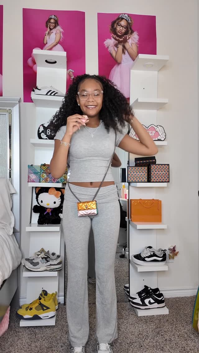 Instagram post by @_.maddygrace for Kurt Geiger. Caption reads: Happy friday! 🥰Get ready with me for school last....