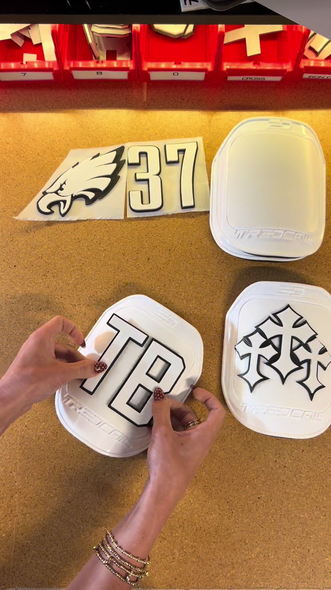 TikTok post by @tredcal for Philadelphia Eagles. Caption reads: Tank Bigsby’s custom thigh pads #football #nfl....