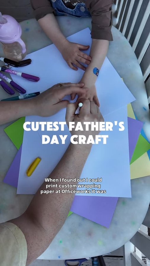 Instagram post by @geebungalow for Officeworks. Caption reads: Custom wrapping paper, thank me later 🤌🏼 my mind....