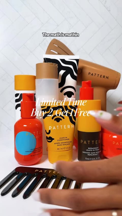 Instagram post by @tatianatoomer for PATTERN. Caption reads: Okay but why is @patternbeauty buy 2, get 1 free....
