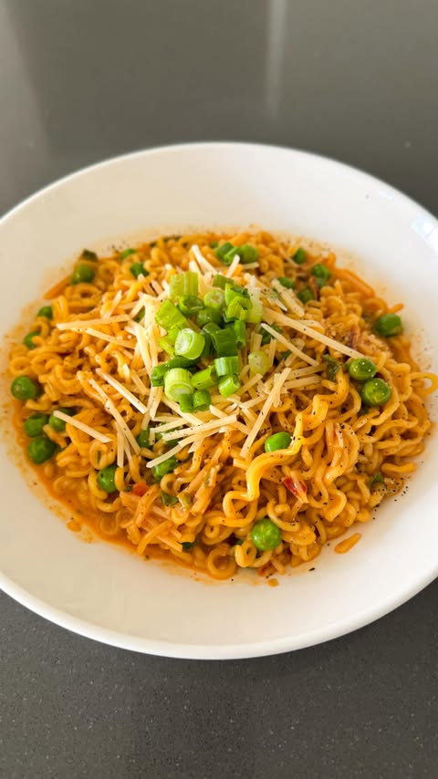 Instagram post by @jenhdao for Nongshim USA. Caption reads: Nongshim but make it carbonara. 🍜→🍝....