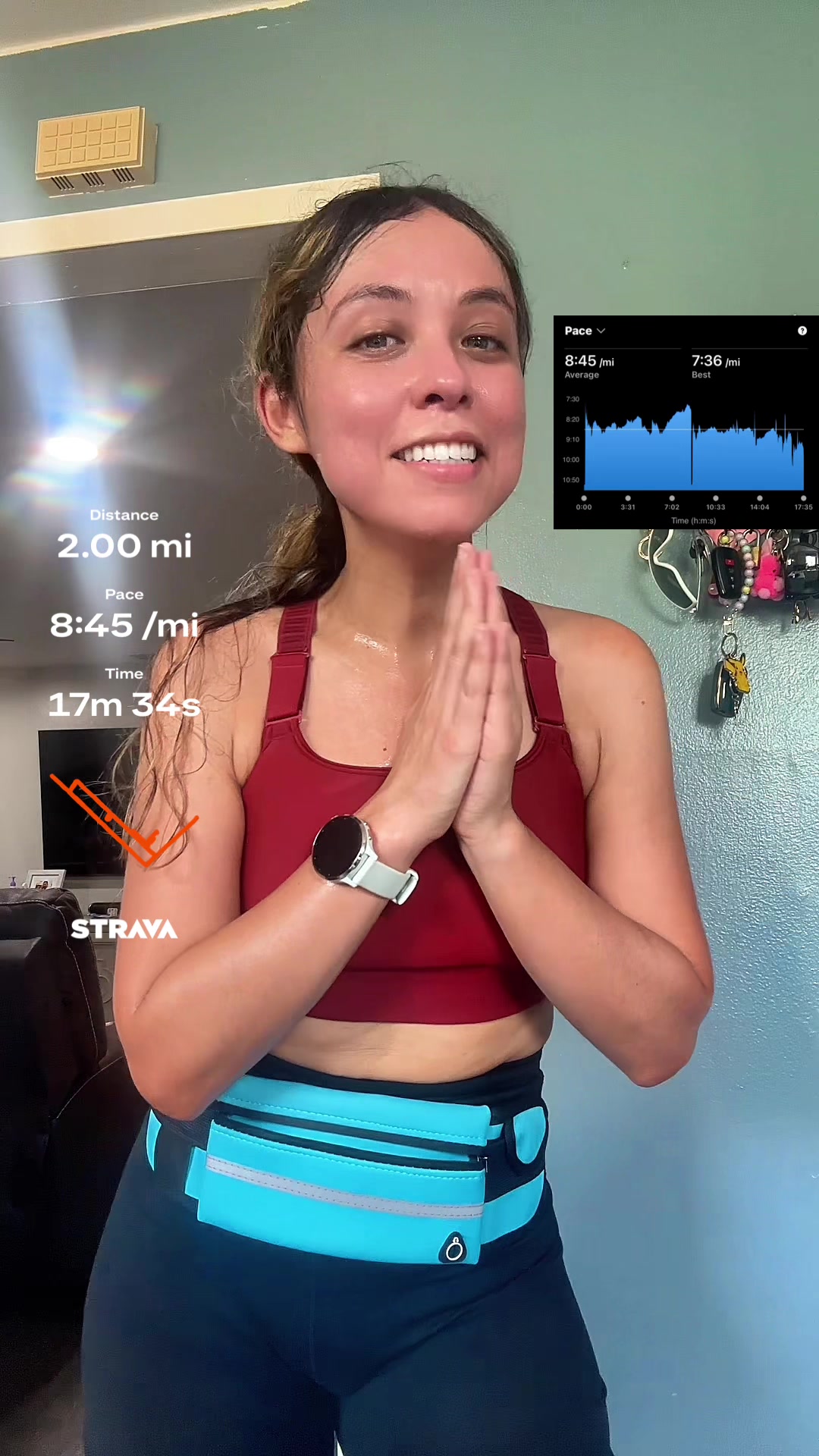 TikTok post by @runningwithsteph for GU Energy Labs. Caption reads: [...] @Salomon @Strava @Brooks Running @GU Energy....