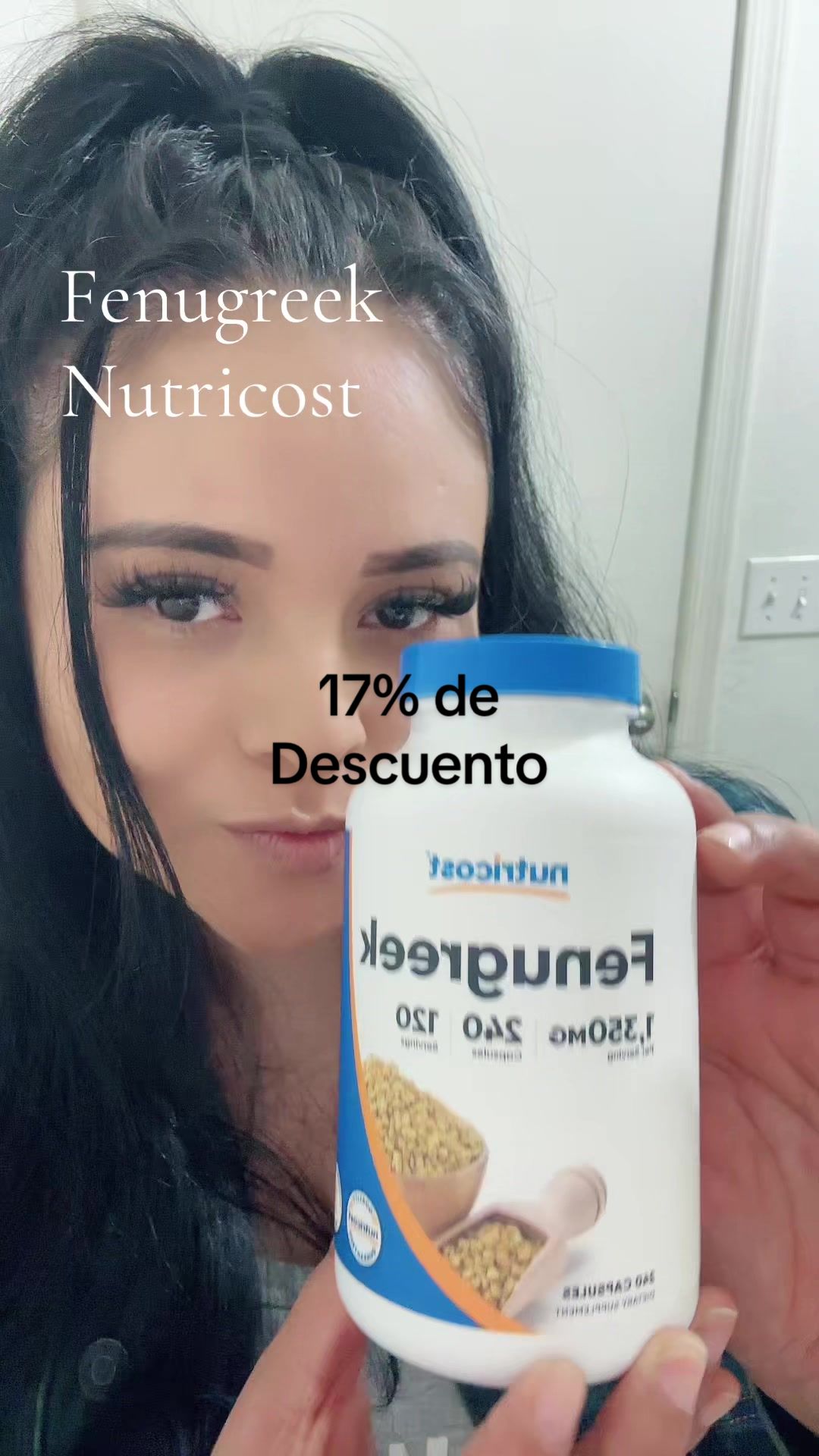 TikTok post by @franciscaq55 for Nutricost. Caption reads: #nutricost #suplementos #fenugreek #fenugreekseed....