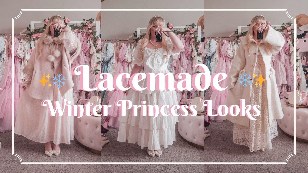 YouTube post by @LizzieinLace for LaceMade. Caption reads: [...] My GIRLY WINTER OUTFITS - LACEMADE DRESSES &....