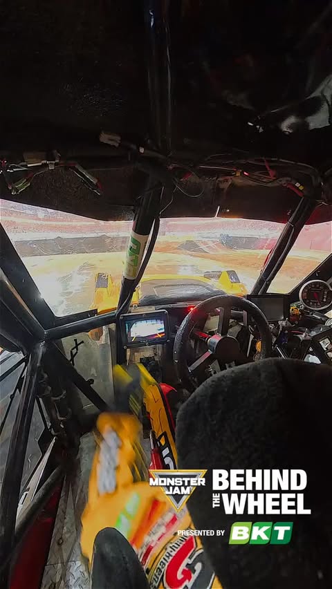 Instagram post by @tristanengland_ for Monster Jam. Caption reads: 🤘 Check out this week's BKT Behind The Wheel with....