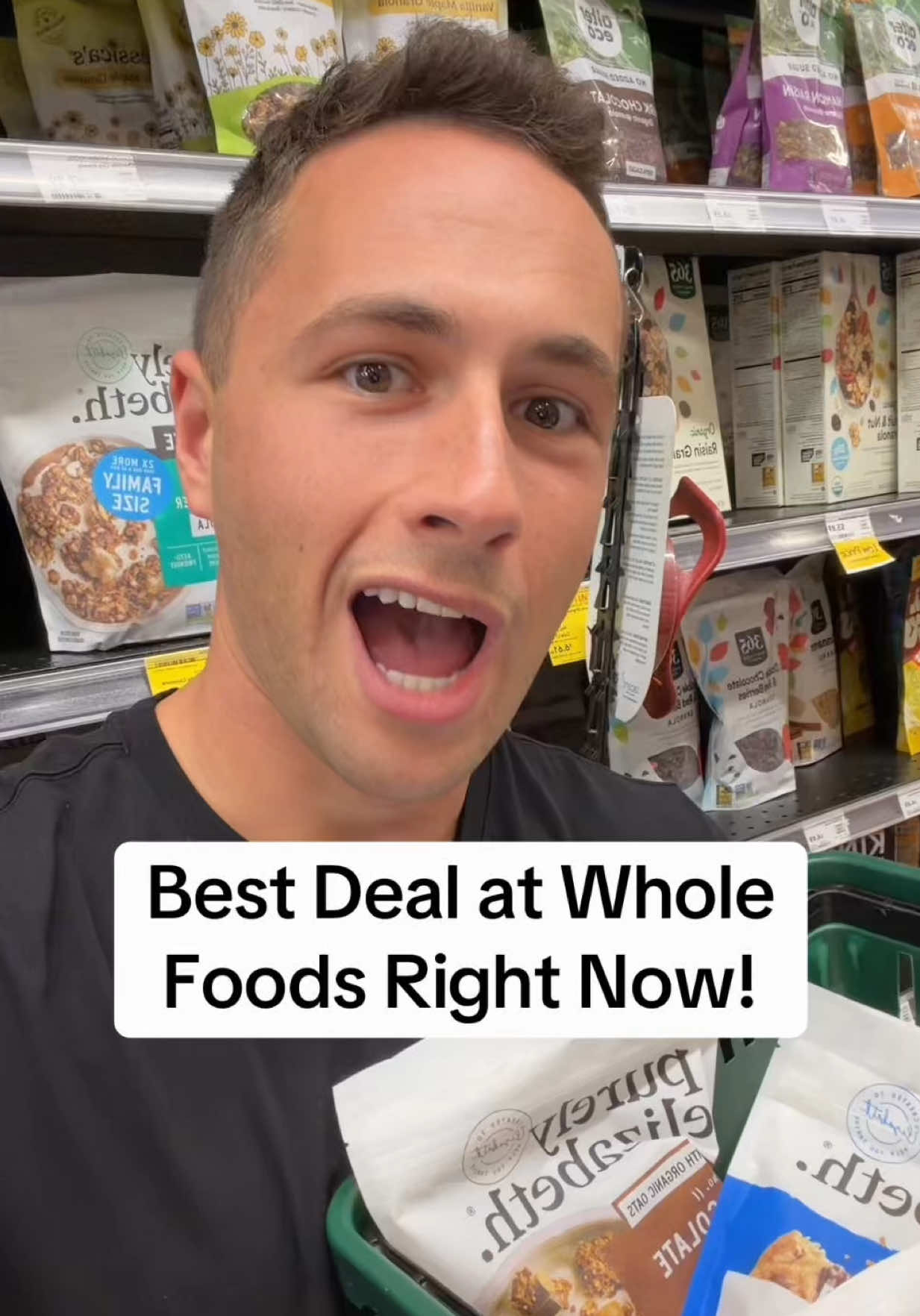 TikTok post by @healthwithhunter for Purely Elizabeth. Caption reads: [...] of Whole Foods and noticed that @Purely....