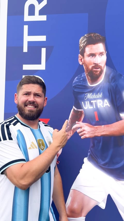 Instagram post by @johnnellis for Michelob ULTRA. Caption reads: [...] The Messi Challenge? I took on....