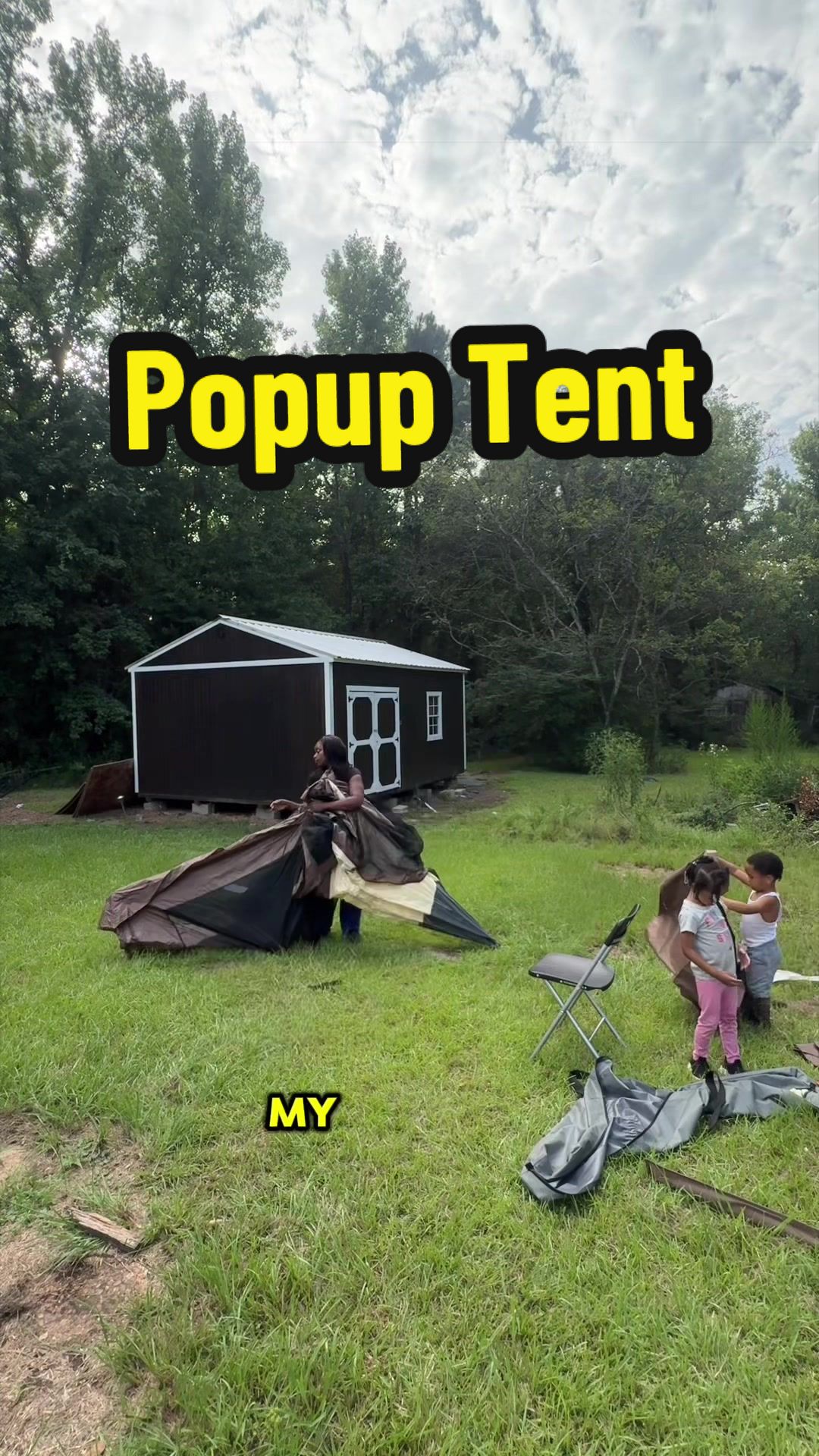 TikTok post by @essievernell for Vevor Outdoor Store US. Caption reads: Vevor's Pop Up gazebo #gazebo #vevor #campinggear....