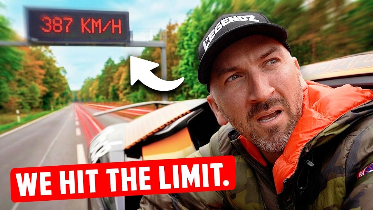 YouTube post by @DailyDrivenExotics for ROKFORM. Caption reads: Lamborghini's Repaired Revuelto Flat Out On GERMAN....