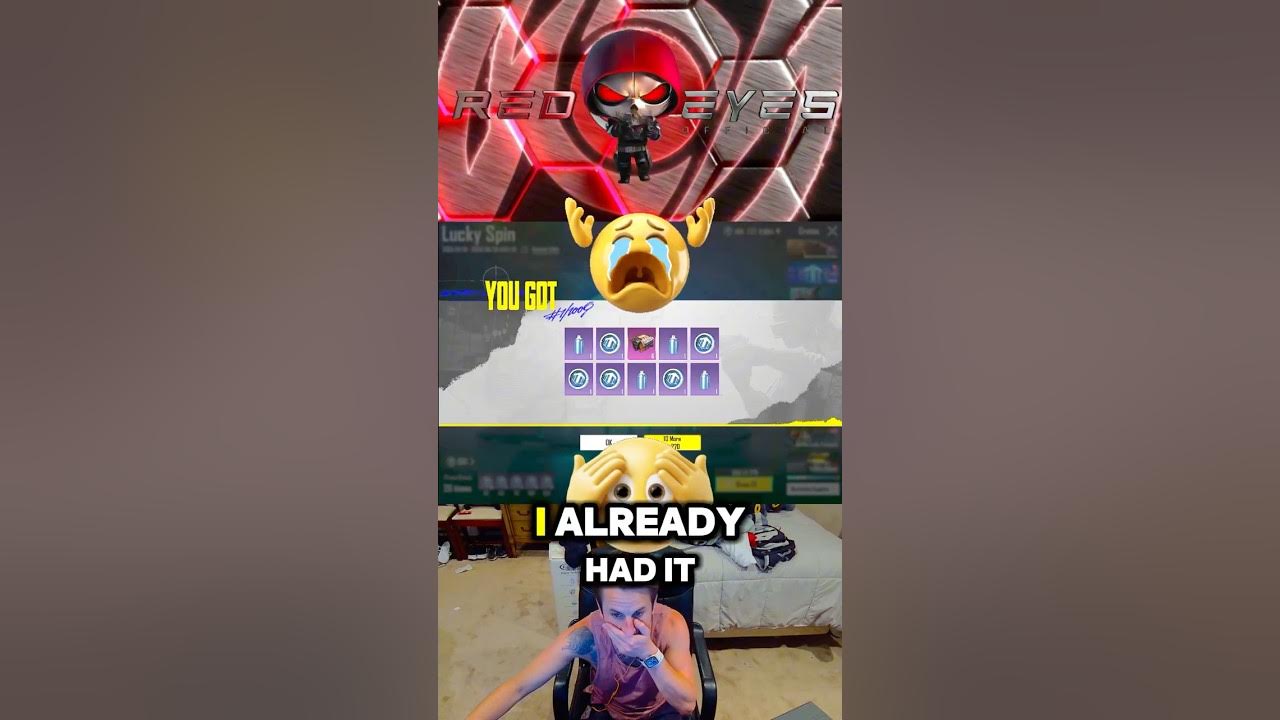 YouTube post by @RedEyesCasting for PUBG Mobile Esports. Caption reads: My Ditziest PUBGM Moment EVER 🤦‍♂️🤣....