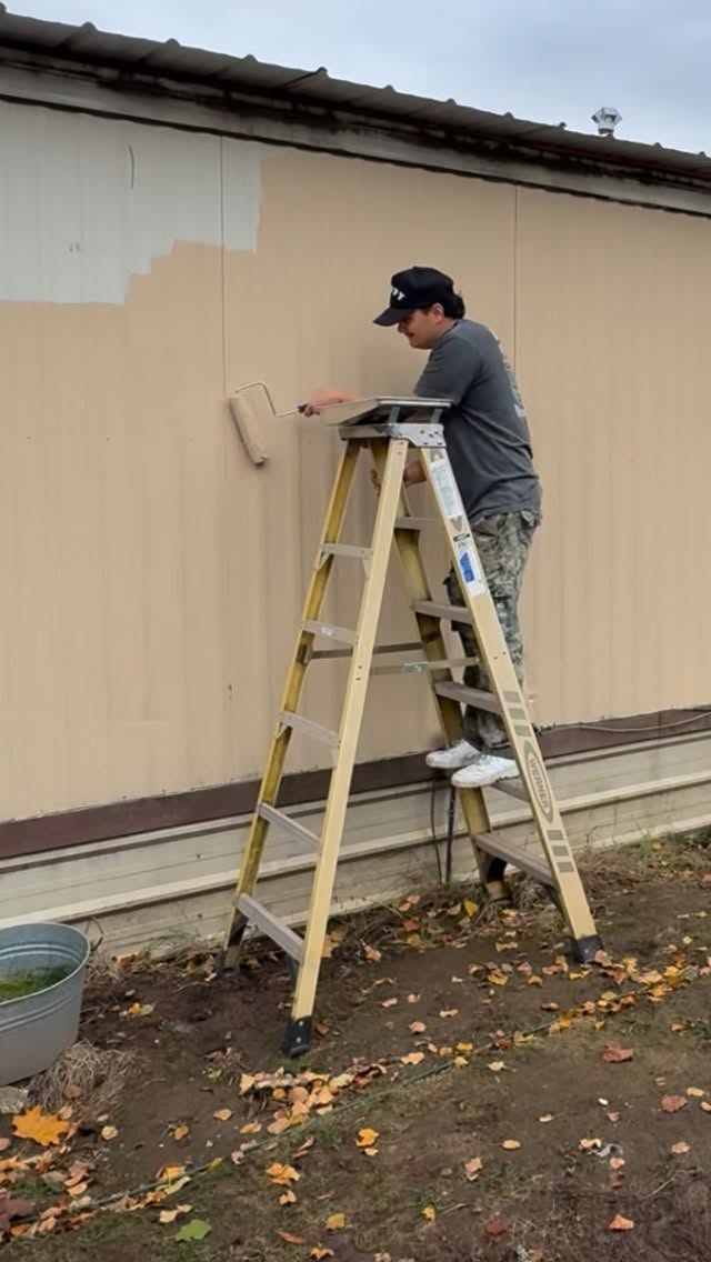 Instagram post by @caleb.dailyy for Milwaukee Tool. Caption reads: The house is painted! 

Now it’s time to finish....