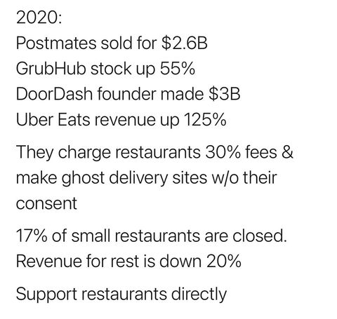 Instagram post by @eatmorebemore for HuffPost. Caption reads: Support restaurants directly. (📸:....