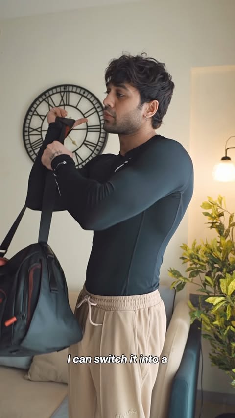 Instagram post by @prithvirsingh for American Tourister. Caption reads: [...] space for gym + travel days 😼 The American....