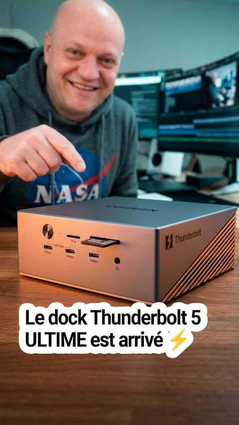 Instagram post by @thegrandtest for Ugreen. Caption reads: [...] testé le dock le plus complet de 2026....