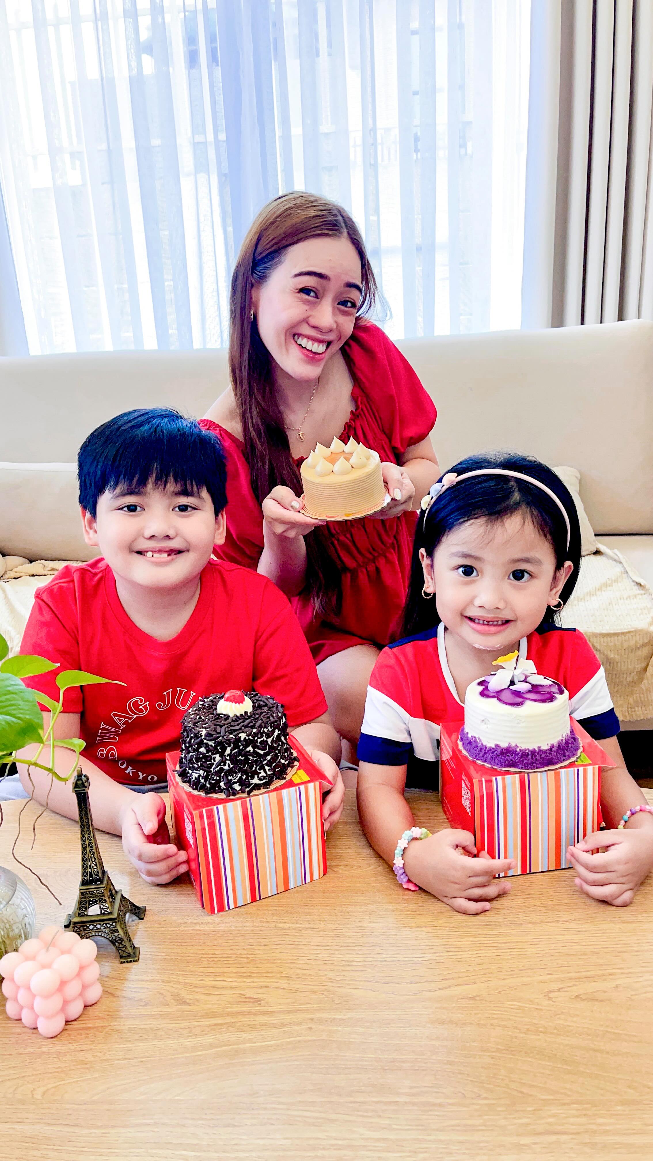 Instagram post by @mrsangel_sky for Red Ribbon Bakeshop. Caption reads: Celebrating special milestones together with these....