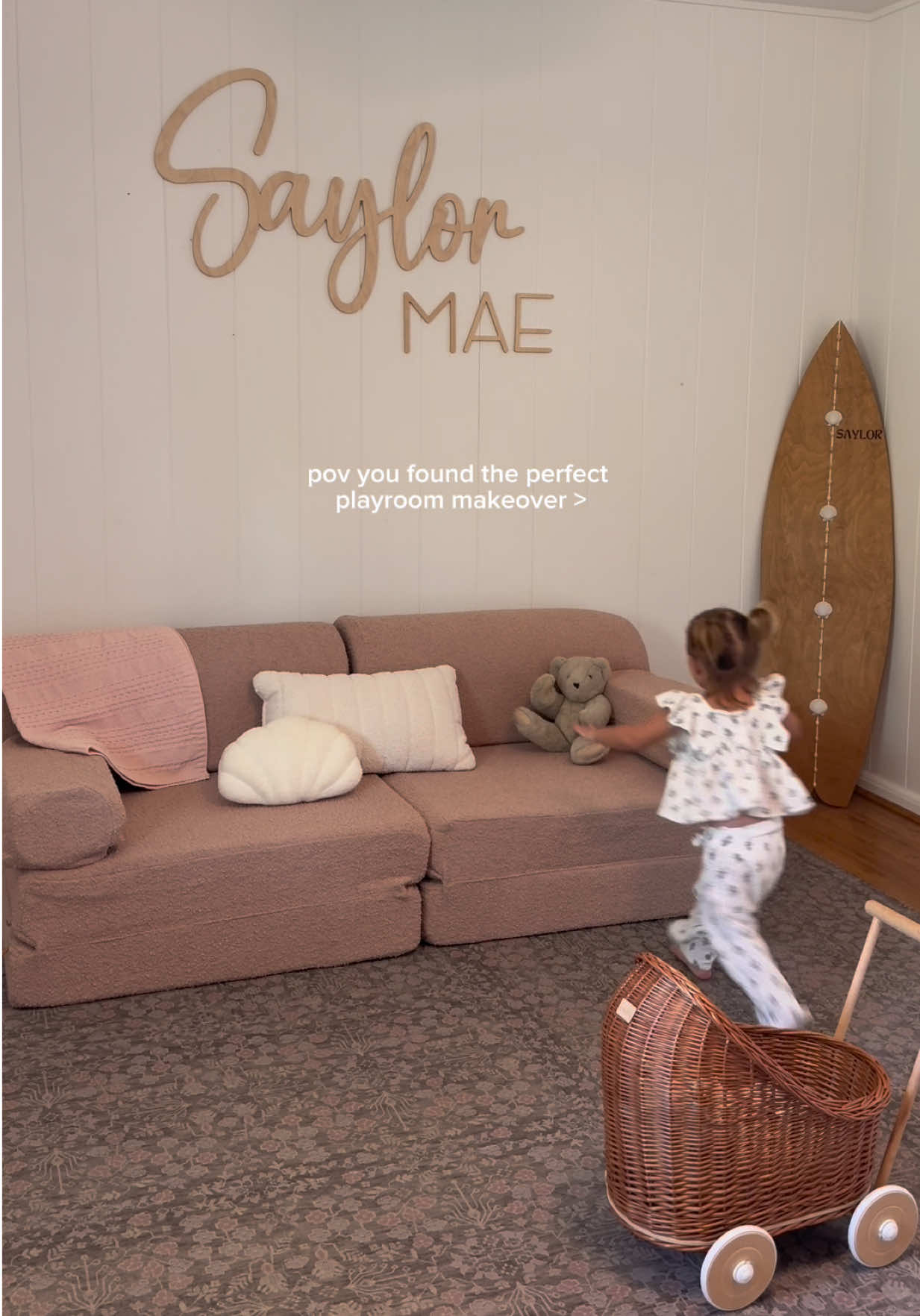 TikTok post by @chameymedlin for the House of Noa. Caption reads: [...] this little play space for Saylor @the House....