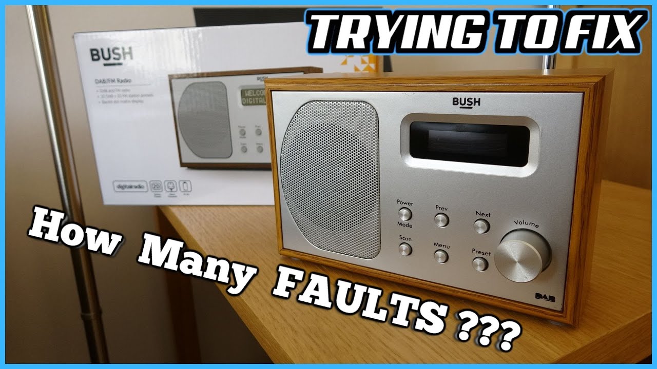 YouTube post by @Mymatevince for PCBWay. Caption reads: NEW Bush DAB Radio with a CASCADE of FAULTS - Can....