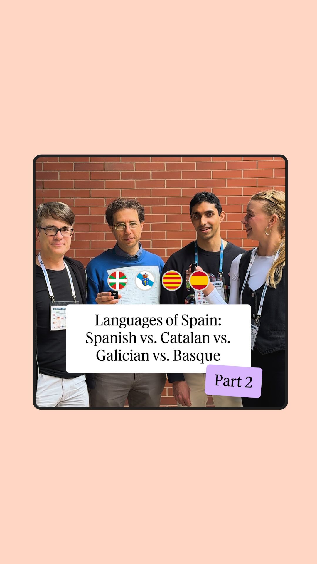 Instagram post by @polyglotgathering for Babbel. Caption reads: Part 2: Spanish vs. Catalan vs. Galician vs.....