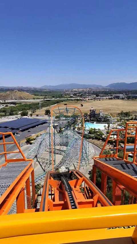 Instagram post by @itschristianeverywhere for Six Flags. Caption reads: Goliath POV At Six Flags Magic Mountain! 🔥.