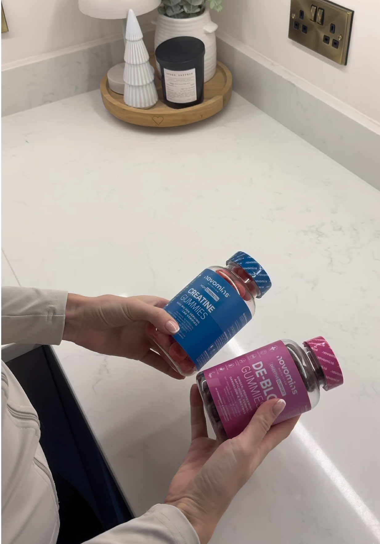 TikTok post by @cheyannekerr for Novomins. Caption reads: [...] pressure and enjoy the foods I love 💕....