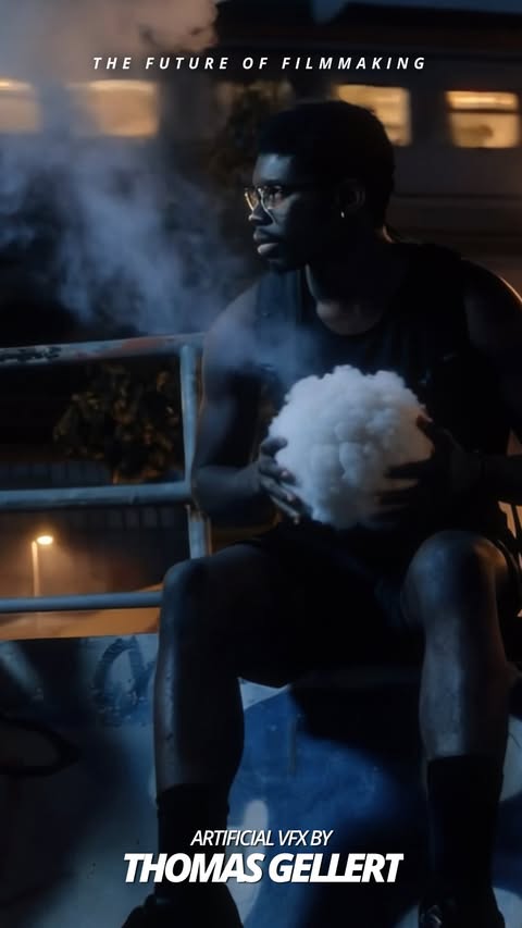 Instagram post by @thomas.gellert for invideo. Caption reads: @invideo.io & @klingai_official just launched VFX....