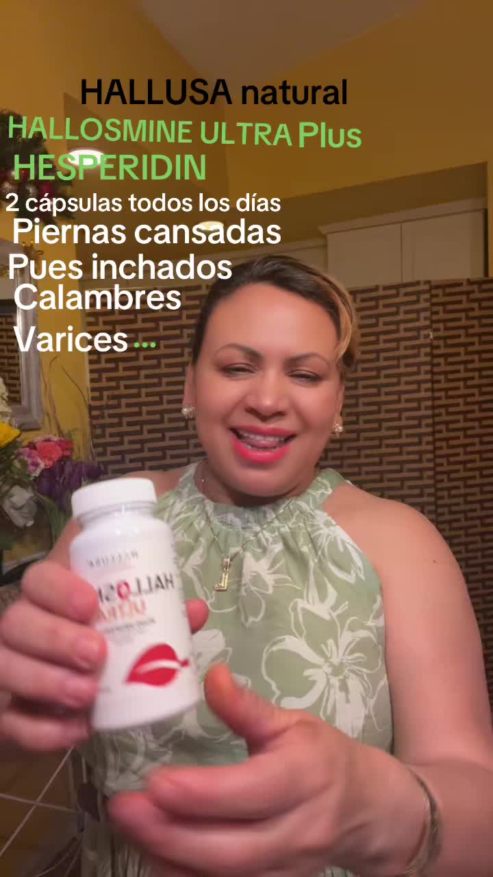 TikTok post by @letymtovarbaile for Hallusa Natural. Caption reads: HALLUSA NATURAL Hallosmine Ultra - Diosmin 500 mg....