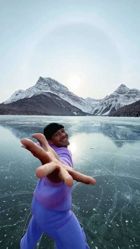 Instagram post by @elladjbalde for apple. Caption reads: Commissioned by Apple. First skate at Mistaya Lake....