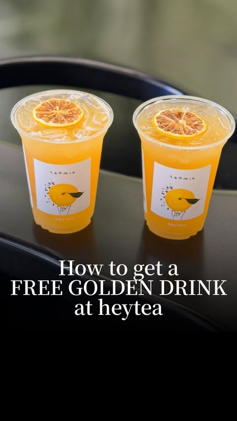 Instagram post by @welshclarebit for Europe Travel. Caption reads: FREE GOLDEN DRINK from @heytea.uk THIS THURSDAY....