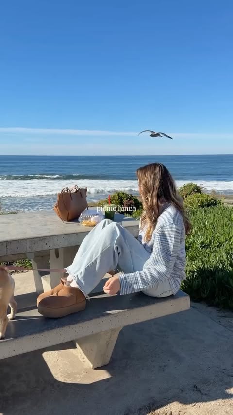 Instagram post by @ali.knutson for American Eagle. Caption reads: easy casual outfit inspo ft. @americaneagle 🌊🩵🧸....