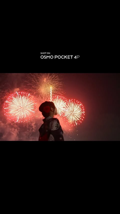 Instagram post by @japan.no.1 for DJI. Caption reads: Osmo Pocket 4P 花火大会と美女を撮影🎥 暗闇でこの綺麗さはすごい！....