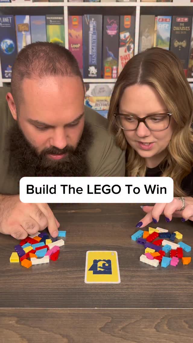 Instagram post by an influencer for Asmodee USA. Caption reads: A Lego Board Game?! Play Brick Like This With Us!....
