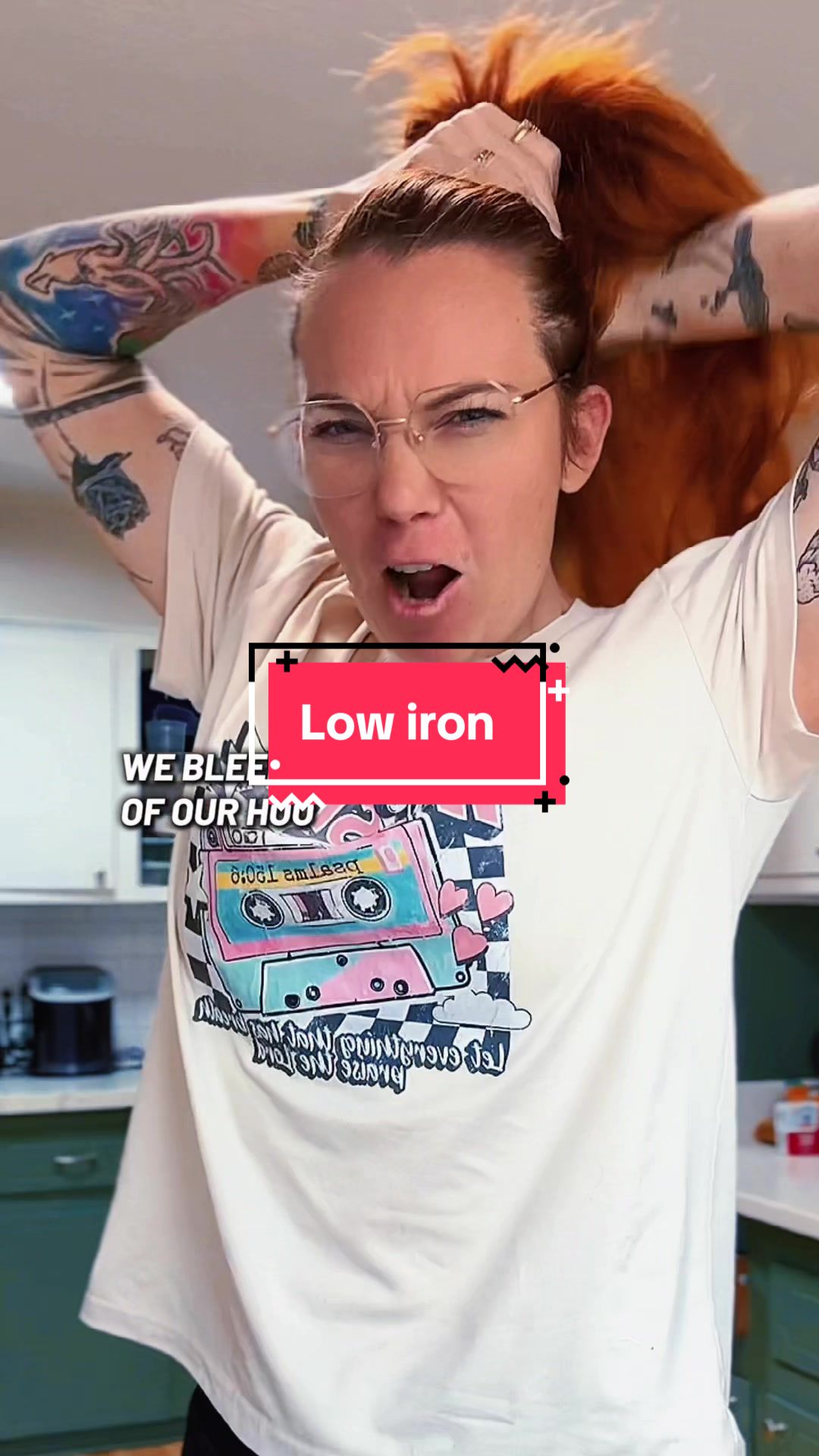 TikTok post by @sarahelizabethtx for Nature's Truth. Caption reads: We are all just walking around with low iron and....