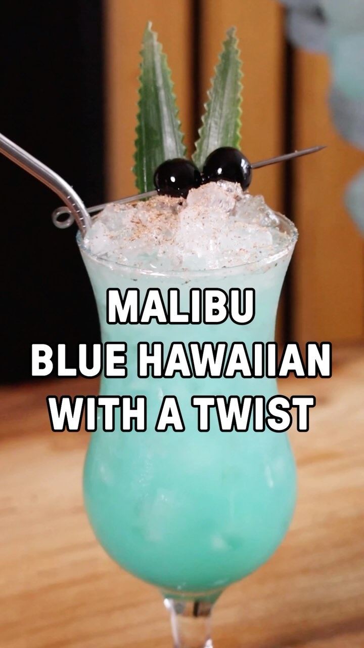 Instagram post by @my_cocktail_bible for Malibu Drinks. Caption reads: [...] cherries & pineapple fronds🍒🍍 #Ad....