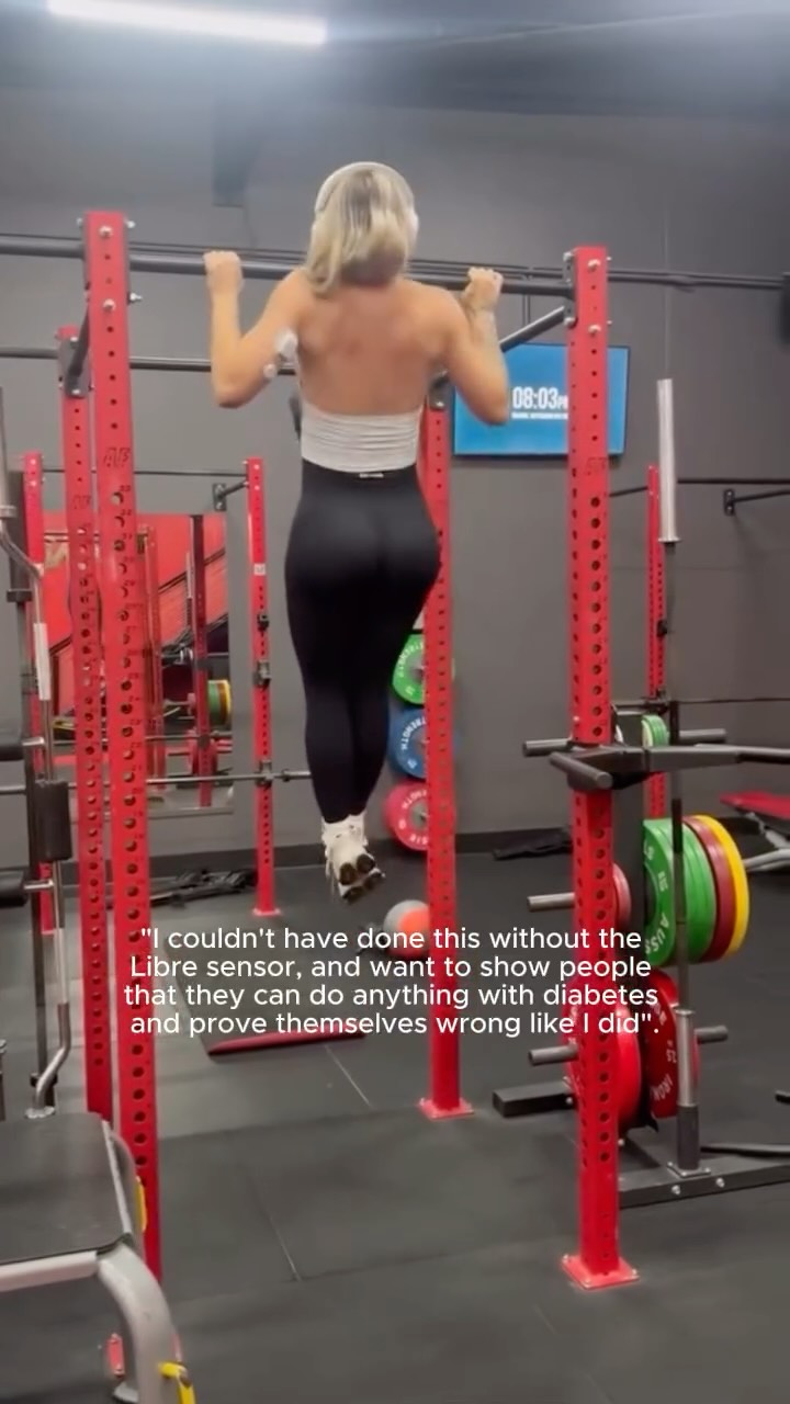 Instagram post by @_mialilly for FreeStyle Libre. Caption reads: Every rep, every step forward – Mia’s journey is....