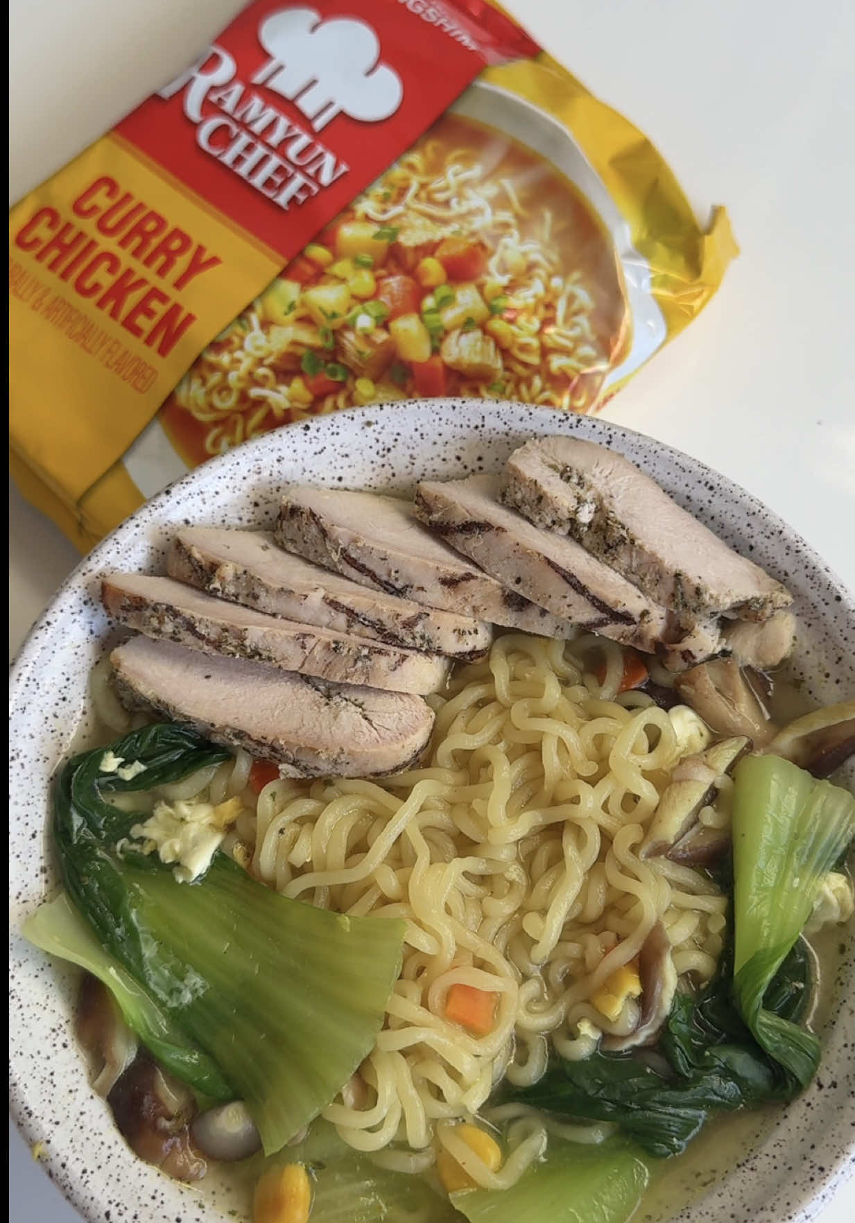 TikTok post by @mariannas_pantry for Nongshim America. Caption reads: My favorite way to make instant ramyun! Ramyun....