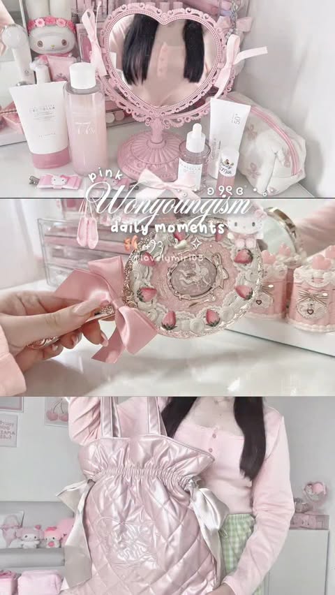 Instagram post by @lovelymiri05 for Flower Knows Cosmetics. Caption reads: living in my little pink world 🎀🩰🧁....
