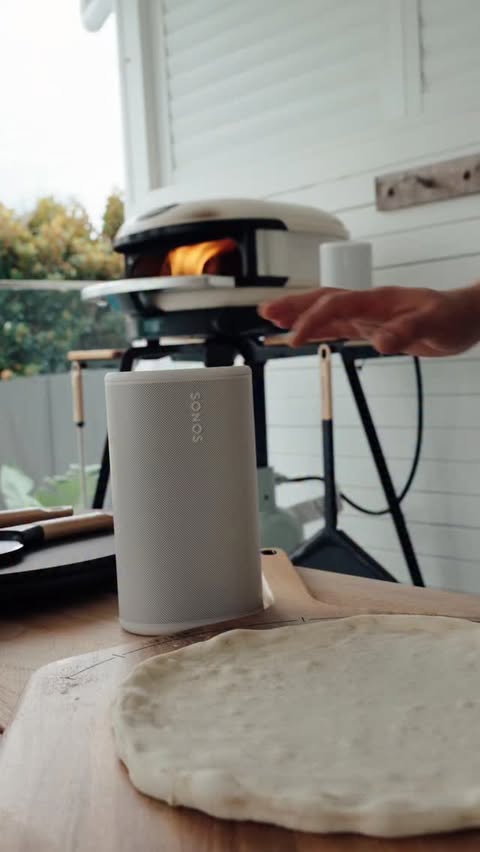 Instagram post by @chefsalimgafayri for Sonos. Caption reads: [...] is fired up, the dough is ready, and @sonos....