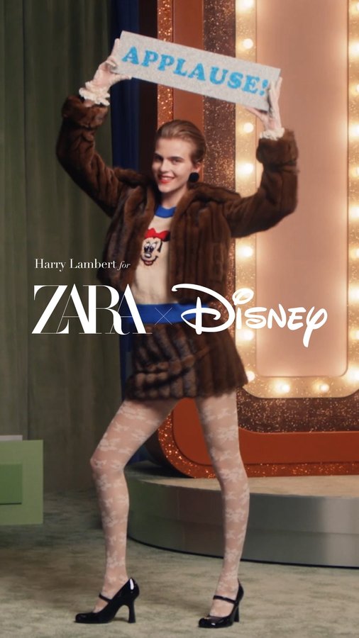 Instagram post by @zara for ZARA. Caption reads: HARRY LAMBERT for ZARA x DISNEY Available....
