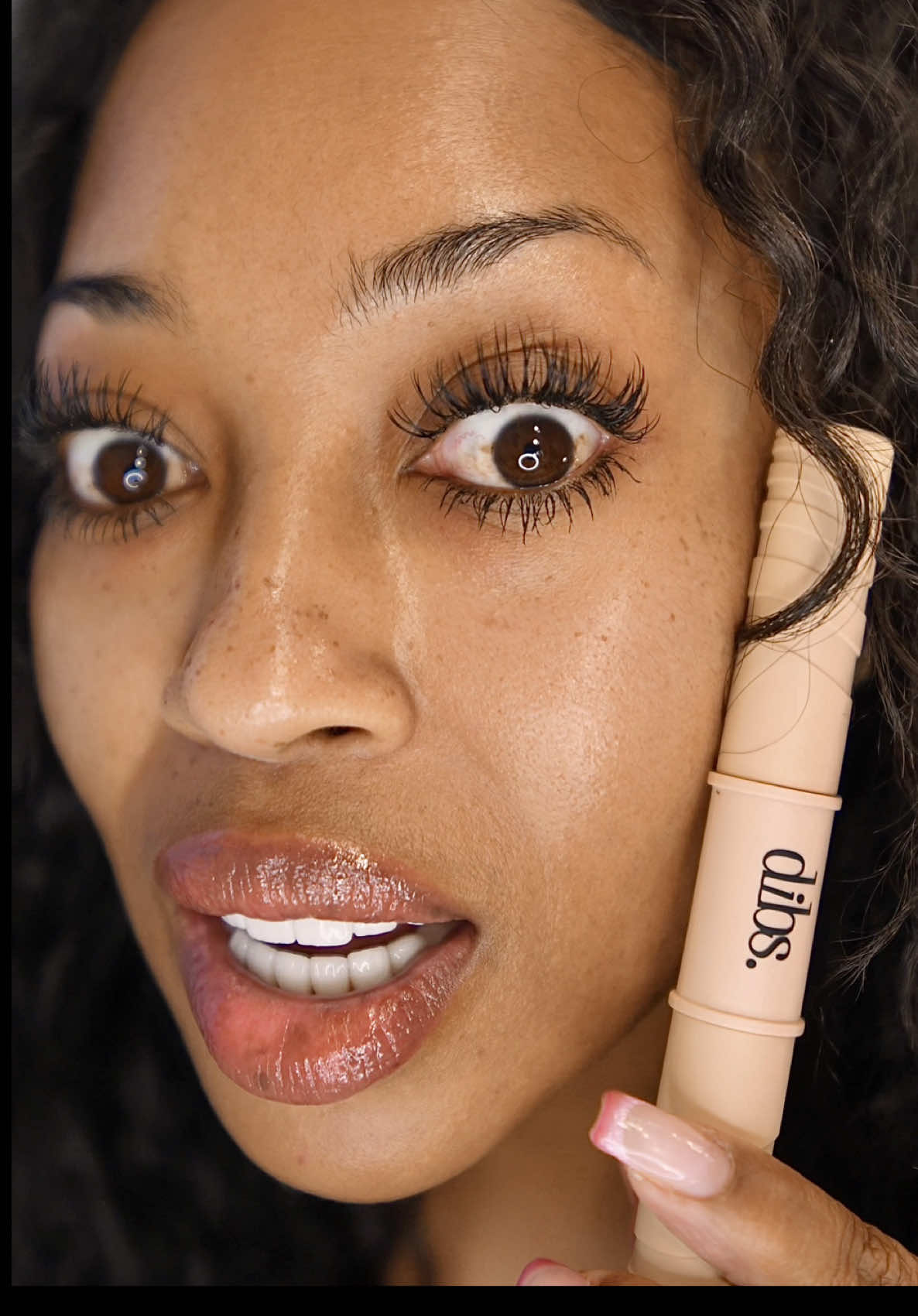 TikTok post by @ninadoesthemost for DIBS Beauty. Caption reads: [...] not even the best part about the @DIBSBEAUTY....