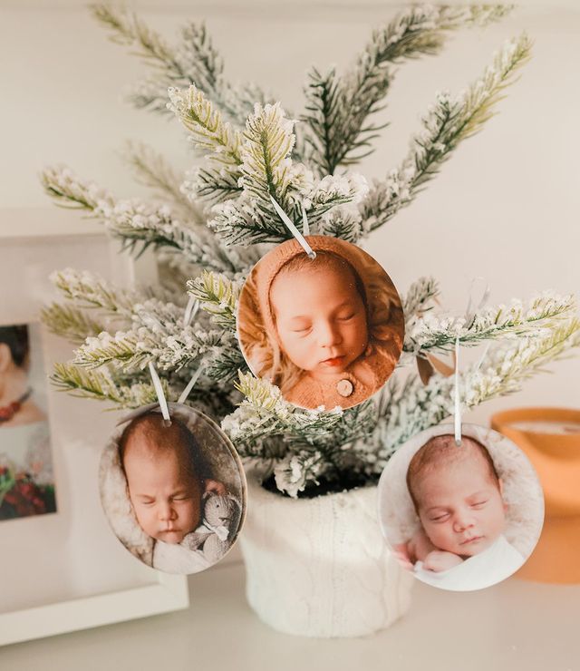 Instagram post by @sarahmattix for Personalization Mall. Caption reads: These beautiful personalized ornaments are giving....