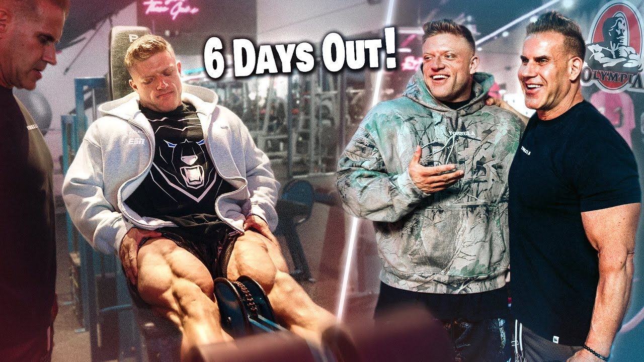 YouTube post by @UrsKalecinski for More Nutrition. Caption reads: Last Leg Day before Olympia w/ Jay Cutler.