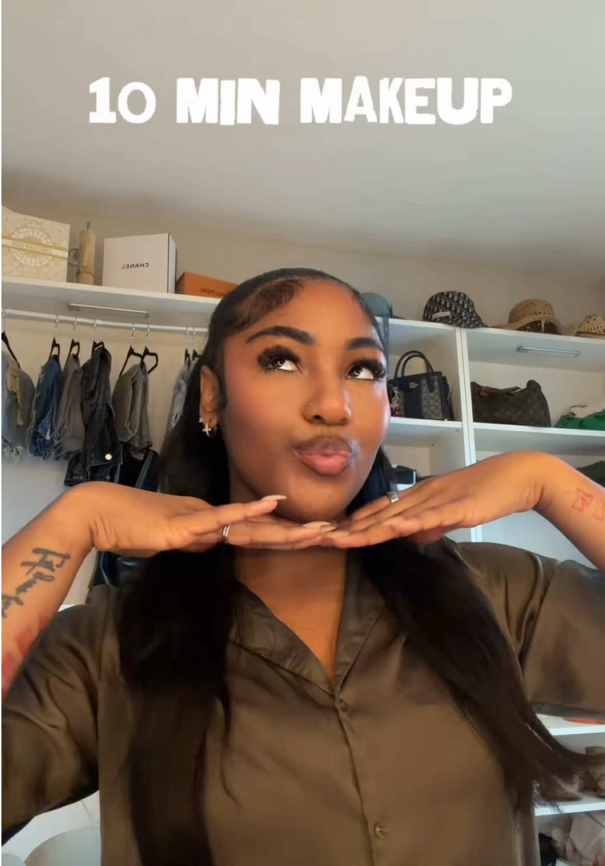 TikTok post by @thechynahoward for L.A. COLORS. Caption reads: soft makeup girlie💗🎀🩰 @NYX Professional Makeup....
